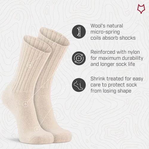 Vista 3 de FoxRiver Calcetines deportivos de lana clásica para hombres y mujeres reforzados para máxima durabilidad natural talla L 1177