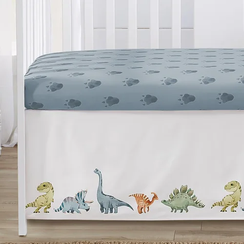Vista 4 de Sweet Jojo Designs Acuarela dinosaurio dinosaurio bebé niño cuna juego de ropa de cama bebé cuarto manta sábana bajera falda pañal apilador 4p verde