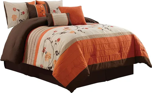 Vista 26 de Chezmoi Collection Linz - Juego de edredón bordado de 7 piezas, diseño de cachemira negro/blanco, tamaño Queen