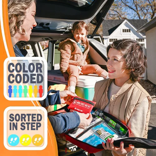 Vista 2 de Everlit Care Kit médico casero 380 piezas de suministros de primeros auxilios Kit esencial médico multiusos para cortes, rasguños, quemaduras