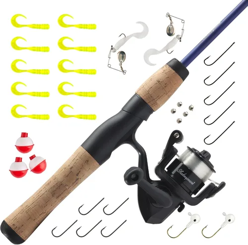 Vista 32 de Shakespeare Catch More Fish Spinning Reel and Fishing Rod Combo with Kit rojo - mediano