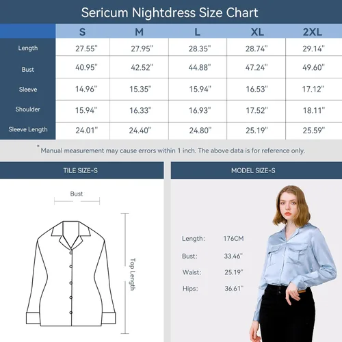 Vista 6 de Blusa de seda para mujer, 100% seda pura, manga larga, suave, 22 Momme, camisa de seda real