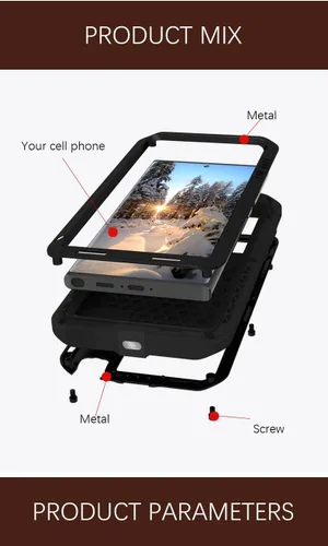 Vista 3 de LOVE MEI Funda de metal para Samsung Galaxy S23 Ultra, resistente al aire libre, de aluminio, resistente a prueba de golpes, protección contra Rojo