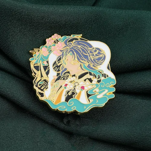 Vista 7 de Broche de pines esmaltados de la serie de juegos, colección de pines de solapa de metal para cosplay, anime Genshin Merch Keqing Xiao exquisitos
