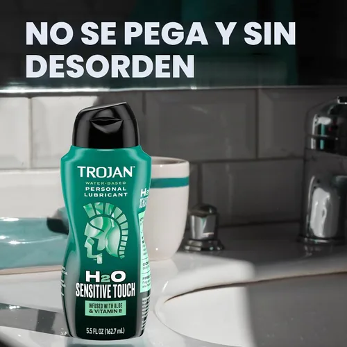 Vista 5 de TROJAN Lubricante H2O Sensitive Touch Lubricante a base de agua, lubricante personal, 5.5 onzas líquidas