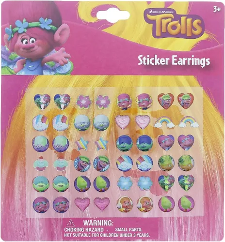 Vista 2 de Dream Works Trolls - 24 pares de aretes adhesivos (paquete de 2)