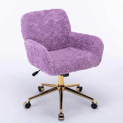Vista 8 de Silla de tocador de piel sintética rosa bebé, silla de escritorio