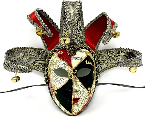 Vista 6 de Máscara veneciana para disfraz de mascarada, máscaras de bufón para baile Holloween Mardi Gras fiesta de cosplay