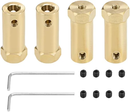Vista 6 de uxcell Acoplador hexagonal de 0.118 in con motor de orificio hexagonal de latón acoplamiento flexible para ruedas de automóvil, neumáticos, motor