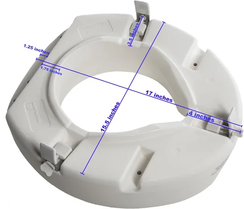 Vista 4 de PCP Asiento de inodoro elevado de 5 pulgadas, ajuste universal, elevación de altura de perfil alto, bloqueo de estabilidad de ajuste, soporte