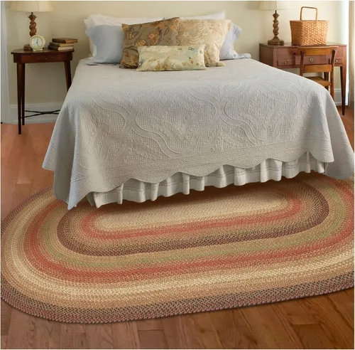 Vista 118 de Homespice Apple Pie - Alfombra ovalada roja de 2 x 3 pies, alfombra de cocina trenzada para decoración primitiva y rústica, reversible, yute sin