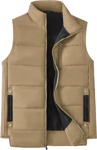 Vista 12 de XinYangNi Chaleco de invierno con forro polar para hombre, chaqueta de burbujas cálida e informal