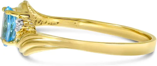 Vista 4 de Anillo de topacio azul y diamante en oro amarillo de 10 quilates