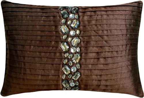 Vista 13 de Diseñador champaña café almohadas Tapa, cristales pinktucks almohadas Tapa, cuadrado fundas para cojín cuadrado, seda fundas de almohada decorativas