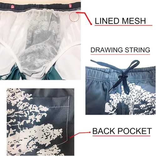 Vista 4 de Mens Swim Trunks Pentagram with Demon Baphomet Satanic Goat Quick Dry Beach Shorts with Pockets Mesh Lining