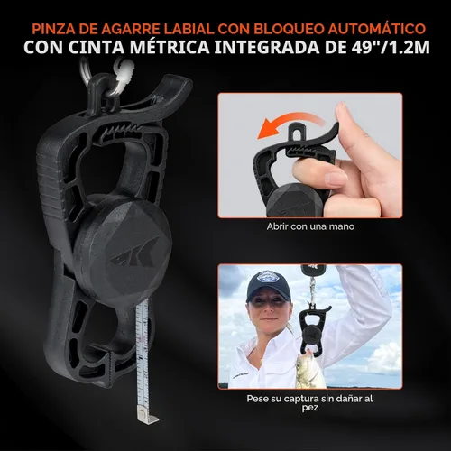 Vista 3 de KastKing ToughTide - Juego de 5 herramientas de pesca, báscula digital recargable para peces de 65 libras con agarre de labios y cinta métrica