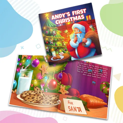 Vista 6 de Libro de cuentos personalizado de Dinkleboo - "First Christmas" - para niños de 0 a 8 años de edad - Una historia sobre la primera Navidad de tu