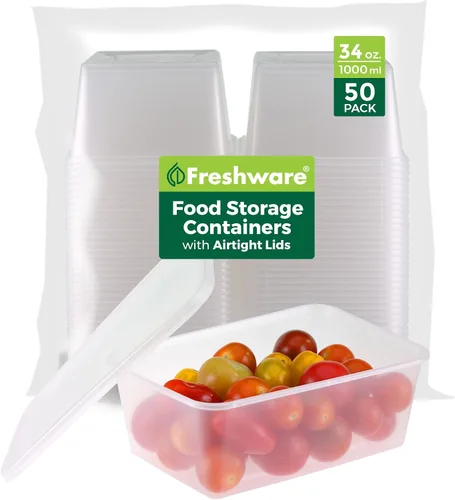 Vista 9 de Freshware Contenedores de almacenamiento de alimentos con tapas [60 unidades de 8, 16, 32 onzas, 20 juegos de cada tamaño] Contenedores de plástico
