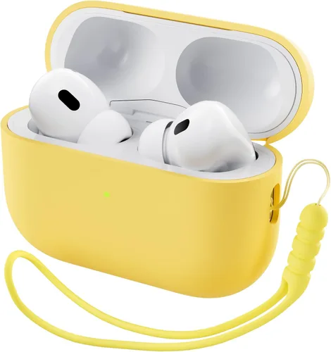 Vista 17 de ORNARTO Funda compatible con AirPods Pro 2 2022, silicona híbrida protectora completa para AirPods Pro de 2ª generación, cubierta frontal LED