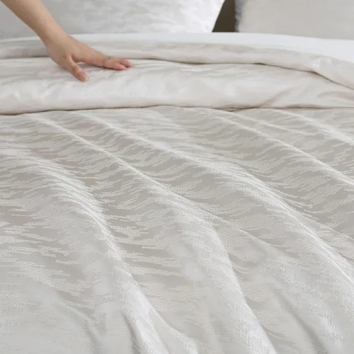 Vista 7 de Vera Wang - Juego de funda de edredón tamaño Queen, ropa de cama de algodón suave con sensación de tejido texturizado, cierre de botón y lazos