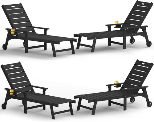 Vista 18 de YEFU HIPS - Juego de 2 sillas de salón para exteriores, color negro