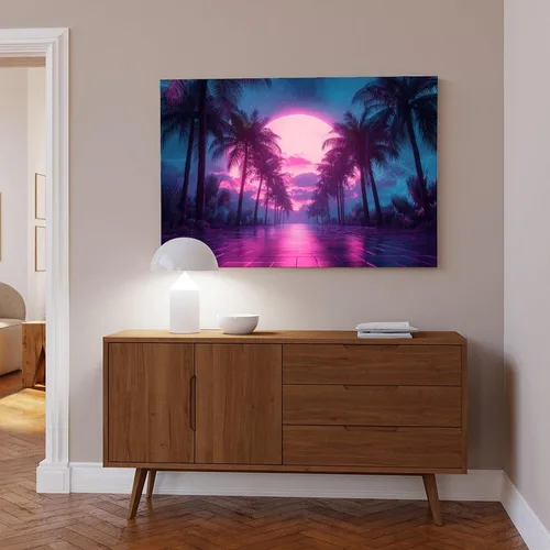Vista 6 de XAHOR Neon Vaporwave Art Print – Retro Digital Aesthetic Wall Decor – Surreal Cyber Dream Poster Canvas Poster Bedroom Decor Sports Landscape Office