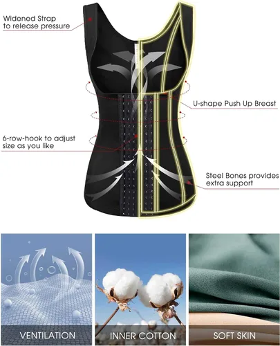 Vista 2 de Ekouaer Corsé debajo del busto para mujer, entrenador de cintura, moldeador de cuerpo con huesos de acero, quemador de grasa de abdomen, S-4XL