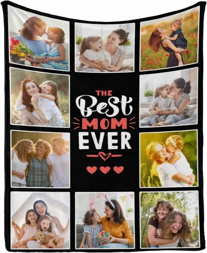 Vista 5 de InterestPrint Regalos personalizados para mamá, manta personalizada con fotos y fotos familiares, regalos de cumpleaños para el día de la madre