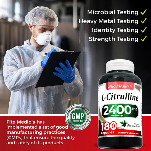 Vista 5 de FITO MEDIC'S Laboratorio L citrulina 180 cápsulas 2400 mg L citrulina Cápsulas Ultra alta absorción.