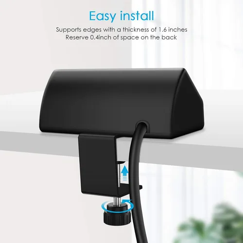 Vista 5 de CCCEI Regleta de alimentación de escritorio con puerto de carga rápida USB C de 20W, Protector contra sobretensiones blanco de 800J con abrazadera