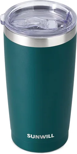 Vista 16 de SUNWILL - Vaso para café de viaje de 20 onzas, taza aislada con tapa, taza de acero inoxidable para bebidas frías y calientes, gris claro Gris oscuro