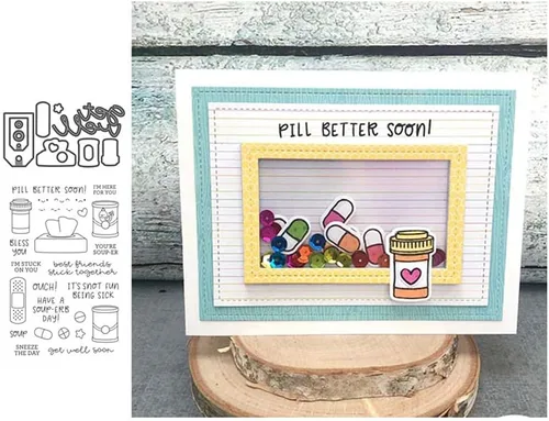 Vista 3 de Juego de sellos y troqueles transparentes de silicona enferma para hacer tarjetas, álbum de fotos en relieve DIY para manualidades decorativas