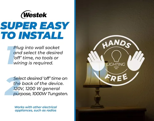 Vista 4 de Westek Control de Luz de Enchufe con Sensor de Movimiento Enchufable, Paquete de 2 - Dispositivo Sensor de Movimiento Interior Activa las Luces