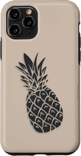 Vista 29 de Black Dark grey Pineapple on Tan beige for Pineapple lovers Case for iPhone 16