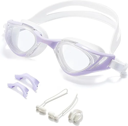 Vista 13 de Gafas de natación, visión súper clara, gafas de natación para adultos, adecuadas para todo tipo de programas de natación Negro Blanco