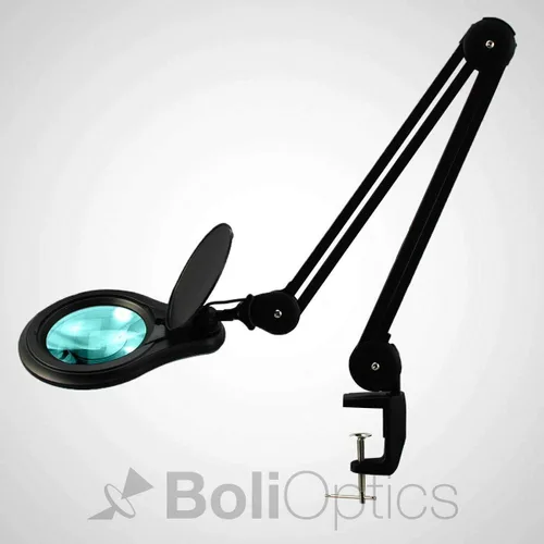 Vista 9 de ESD Safe (lente de cristal) lámpara de aumento LED profesional con abrazadera (5 dioptrías, 2.25X), luz de trabajo, 4 niveles de brillo, brillo