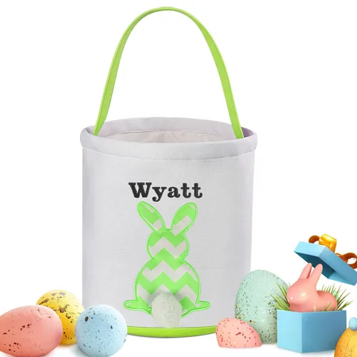 Vista 17 de Cestas de Pascua personalizadas para niños y niñas, canasta de conejo de Pascua de Touber para niños pequeños, canasta de caza de huevos de Pascua