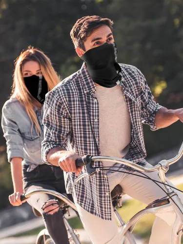 Vista 6 de SATINIOR 8 piezas de polaina reflectante para el cuello para hombre, pasamontañas de ciclismo, máscara facial, bandana para el sol para hombre