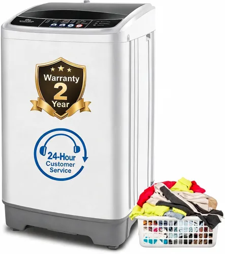 Vista 10 de Nictemaw Portable Washing Machine, 17.8Lbs Portable Washer, LED Display Full Automatic Washing Machine with 10 Programs 8 Water Levels, Drain