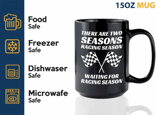 Vista 3 de Taza de café Racer de 15 onzas, color negro, temporada de carreras, Fuel Speed Racer Car Guys Circuit, regalos para él, papá, hombres, novio
