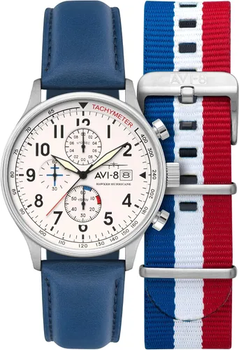 Vista 14 de Reloj analógico AV-4011 Hawker Hurricane, con mecanismo de cuarzo japonés, con correa de piel, de AVI-8