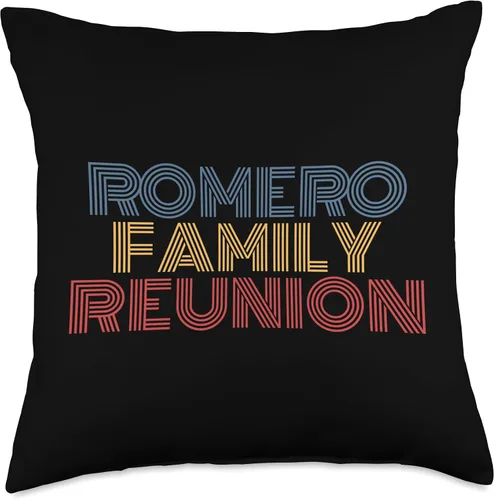 Vista 4 de Romero Family Matching Tees Romero Family Reunion - Cojín retro con apellido personalizado, 16 x 16 pulgadas, multicolor