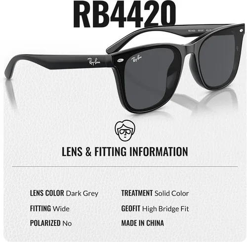 Vista 4 de Ray-Ban RB4420 Gafas de sol con forma cuadrada para hombres y mujeres con kit oficial de gafas Ray-Ban