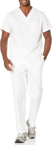 Vista 4 de Tienda Essentials Camiseta médica con cuello en V y bolsillos para hombre