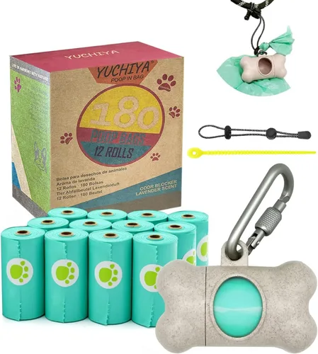 Vista 29 de Dispensador de bolsas de recogida de caca de perro con 1 rollo de color aleatorio, bolsas de residuos para perros a prueba de fugas y perfumadas
