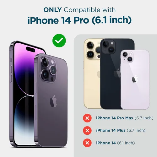 Vista 7 de Case-Mate Funda para iPhone 14 Pro (negro intenso), vidrio templado y protector de lente, protección contra caídas de 15 pies, compatible