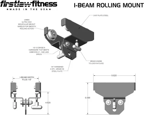 Vista 7 de Firstlaw Fitness I-Beam - Soporte para saco de boxeo con ruedas (Select - Negro - 3.5" - 7.0" de ancho I-Beam)