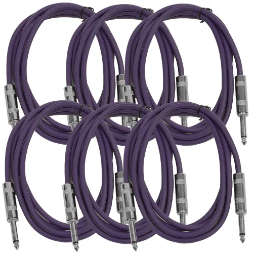 Vista 4 de Seismic Audio Cables de guitarra para altavoces, cables de guitarra TS de ¼ pulgadas, 3 pies, multicolor, paquete de 6 Color múltiple