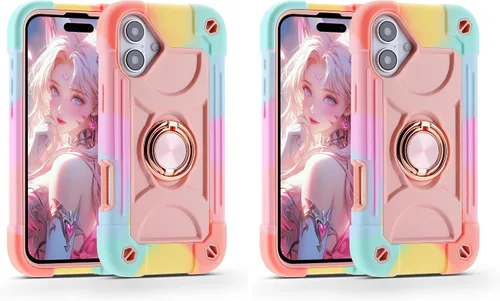 Vista 50 de MARKILL Funda compatible con iPhone Air de 6.5 pulgadas 2025 con soporte de anillo giratorio de 360 grados, protección contra caídas de grado