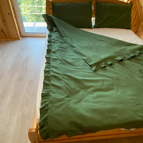 Vista 3 de Green Hemp Duvet Cover with Ruffles 1pc - only Duvet Cover (US Double 80x80")